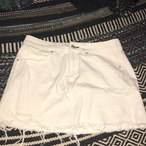 white distressed mini skirt
